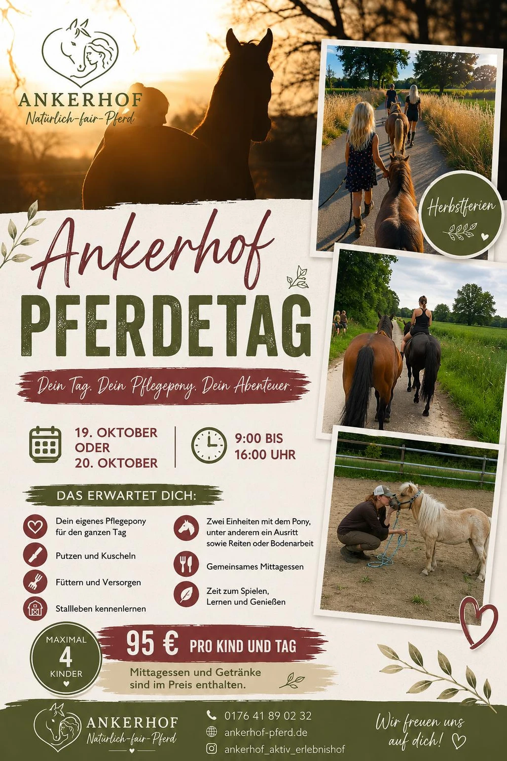 Ankerhof Natürlich-fair-Pferd - Pferdetraining - Flyer Ferienbetreuung
